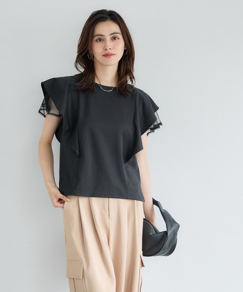 coca(coca)(コカ)の「チュールレイヤードトップス(Tシャツ/カットソー・レディース・ホワイト/ブラック・L/M)」の17枚目の写真