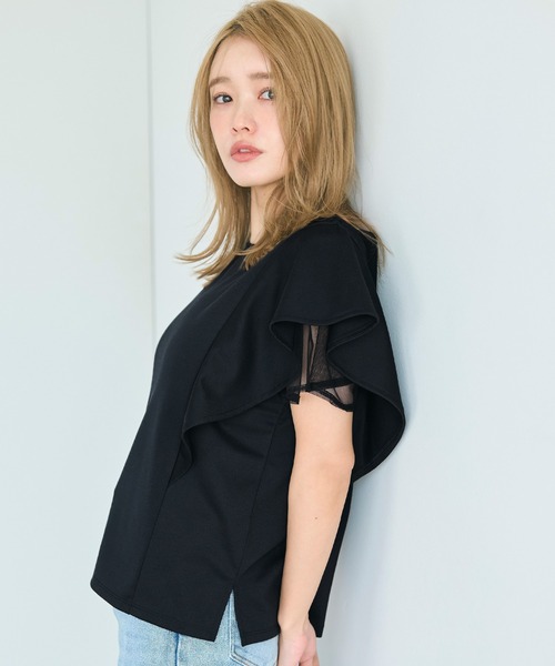 coca(coca)(コカ)の「チュールレイヤードトップス(Tシャツ/カットソー・レディース・ホワイト/ブラック・L/M)」の21枚目の写真