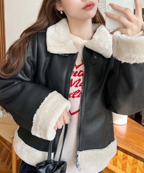 COS ムートンブルゾン　レザーブルゾン　ボンバー　ma1 ショート丈 COS ムートンブルゾン レザーブルゾン ボンバー ma1 ショート丈