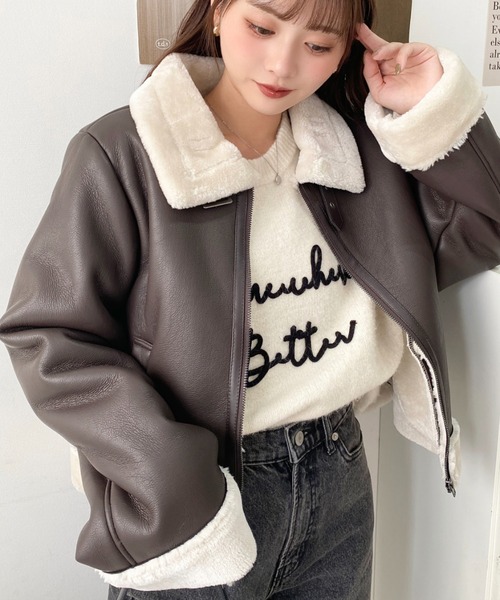 ARMANI JEANS フェイクムートン ファーコート ショート 38 moment+