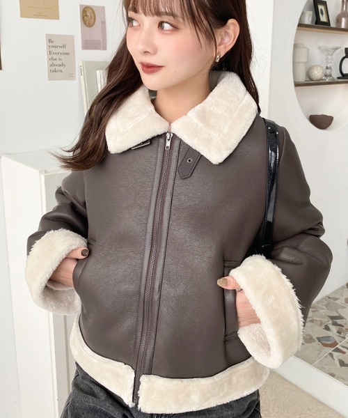 アングリッド　エコムートン　テディベアコート　M相当　着用感のない美品　b01 ムートンコート ムートンジャケット レザージャケット レザー