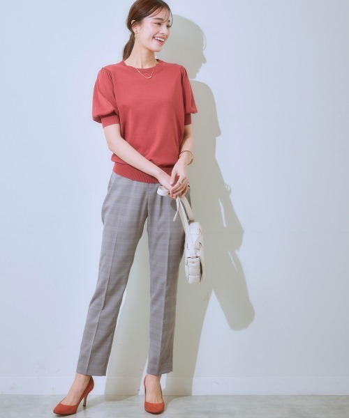 7days Life Styling（セブンデイズライフスタイリング）の「（接触冷感・毛玉になりにくい・ＵＶカット）綿混シアー袖ニット（ニット/セーター・レディース・グレイッシュベージュ/ブラック/テラコッタ/シルバーグレー/ブルー・S/M/L/LL/3L）」の19枚目の写真