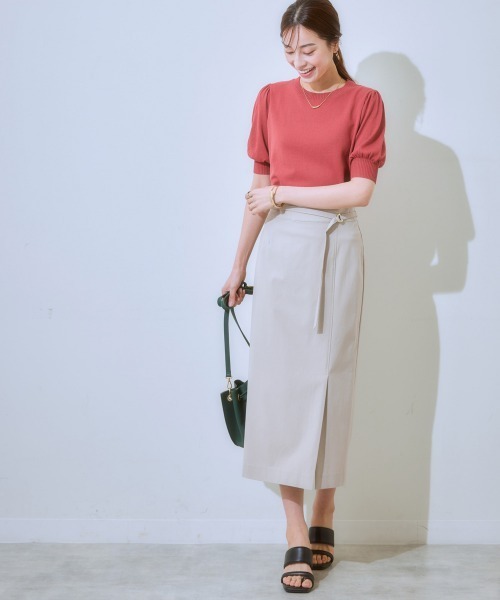 7days Life Styling（セブンデイズライフスタイリング）の「（接触冷感・毛玉になりにくい・ＵＶカット）綿混シアー袖ニット（ニット/セーター・レディース・グレイッシュベージュ/ブラック/テラコッタ/シルバーグレー/ブルー・S/M/L/LL/3L）」の20枚目の写真