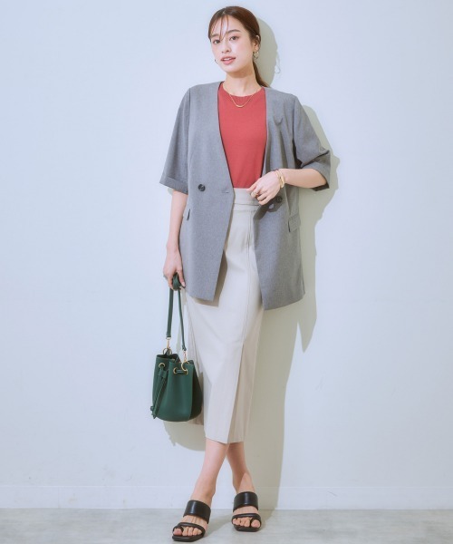 7days Life Styling（セブンデイズライフスタイリング）の「（接触冷感・毛玉になりにくい・ＵＶカット）綿混シアー袖ニット（ニット/セーター・レディース・グレイッシュベージュ/ブラック/テラコッタ/シルバーグレー/ブルー・S/M/L/LL/3L）」の21枚目の写真