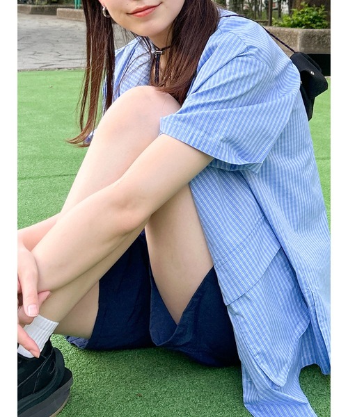 Ungrid（アングリッド）の「【WEB限定】ハーフスリーブチェックルーズシャツ（シャツ/ブラウス・レディース・ネイビー/ブルー/オフホワイト・FREE）」の20枚目の写真