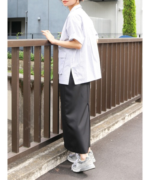 Ungrid（アングリッド）の「【WEB限定】ハーフスリーブチェックルーズシャツ（シャツ/ブラウス・レディース・ネイビー/ブルー/オフホワイト・FREE）」の21枚目の写真