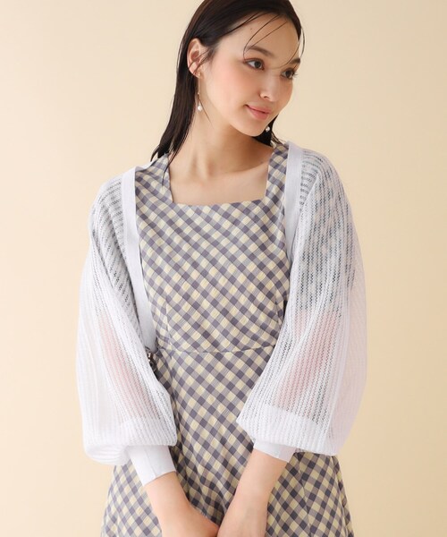 index(インデックス)の「◆ラメシアーボレロカーディガン リネン混【手洗い可】(カーディガン/ボレロ・レディース・パープル/ブラック/オフホワイト・00)」の1枚目の写真