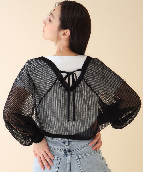 index(インデックス)の「◆ラメシアーボレロカーディガン リネン混【手洗い可】(カーディガン/ボレロ・レディース・パープル/ブラック/オフホワイト・00)」の13枚目の写真