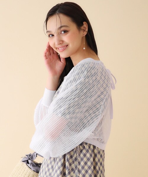 index(インデックス)の「◆ラメシアーボレロカーディガン リネン混【手洗い可】(カーディガン/ボレロ・レディース・パープル/ブラック/オフホワイト・00)」の8枚目の写真