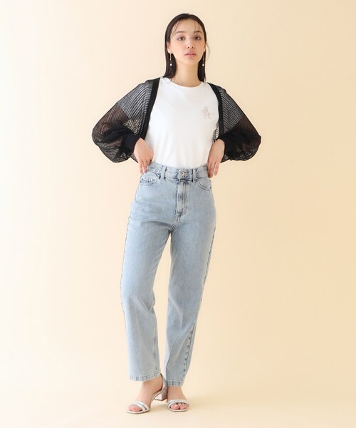 index(インデックス)の「◆ラメシアーボレロカーディガン リネン混【手洗い可】(カーディガン/ボレロ・レディース・パープル/ブラック/オフホワイト・00)」の4枚目の写真