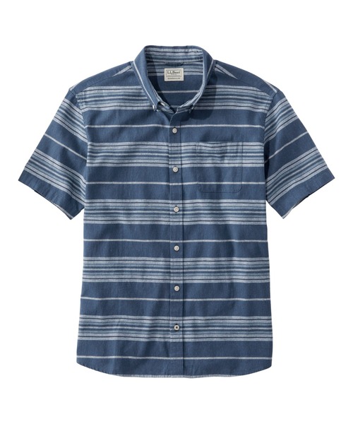 L.L.Bean(エルエルビーン)の「バックヤード・バーベキュー・シャツ、トラディショナル・フィット(ゆったりフィット) 半袖 ストライプ 米国フィット・レギュラー(シャツ/ブラウス・メンズ・グレー系その他/ブルー系その他・SMALL/MEDIUM/LARGE)」の1枚目の写真