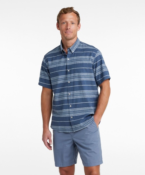 L.L.Bean(エルエルビーン)の「バックヤード・バーベキュー・シャツ、トラディショナル・フィット(ゆったりフィット) 半袖 ストライプ 米国フィット・レギュラー(シャツ/ブラウス・メンズ・グレー系その他/ブルー系その他・SMALL/MEDIUM/LARGE)」の8枚目の写真