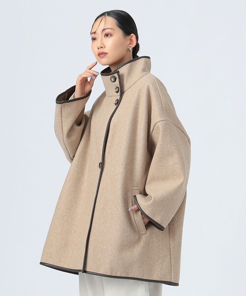 アニーカ　パイピングポンチョ　BLACK Melton パイピング ポンチョ