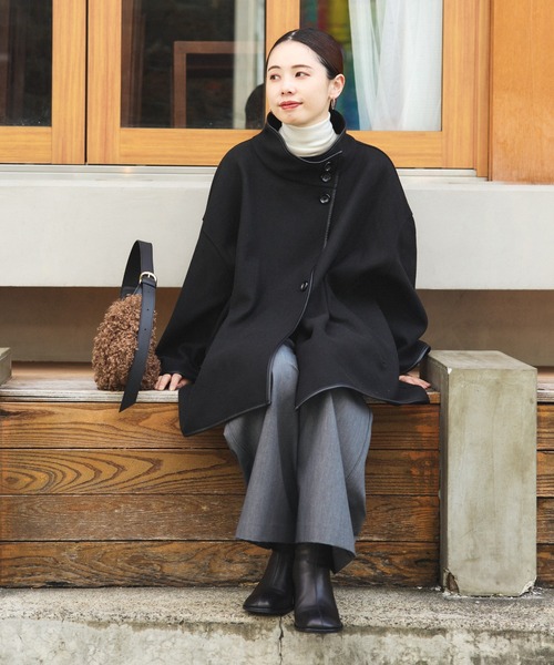 SALE! ポンチョ風コート パイピング ポンチョ風 コート（ポンチョ）｜BEAMS HEART（ビームス