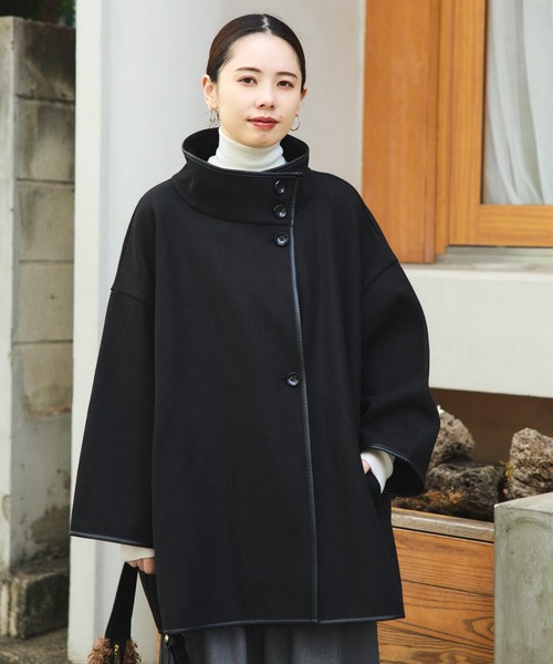 未使用EFFE BEAMS / スタンドネック ポンチョコート EFFE BEAMS（エッフェ ビームス）GIOVI / フォックスファー ジップ