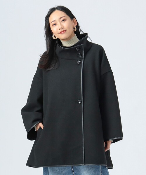 アニーカ　パイピングポンチョ　BLACK Melton パイピング ポンチョ