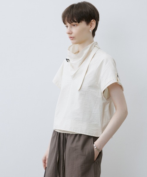 tageechita（タジチタ）の「【tageechita】パネル切替 スタンドカラーラグランシャツ（シャツ/ブラウス・レディース・アイボリー・S/M/L）」の6枚目の写真