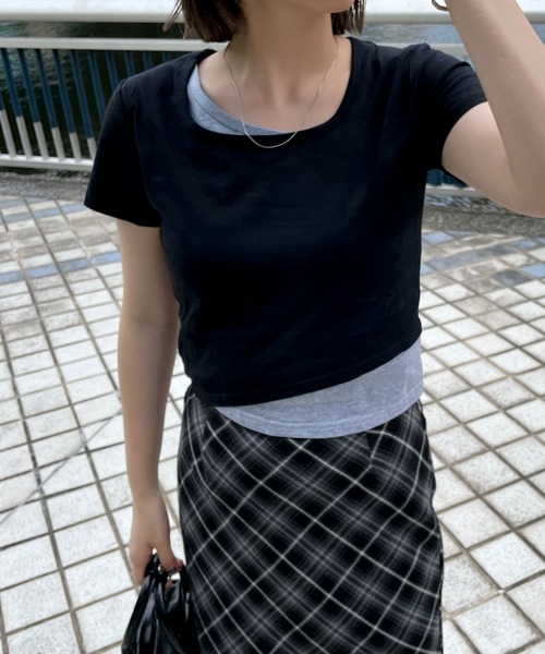 WEGO(ウィゴー)の「WEGO/アシンメトリーバイカラートップス(Tシャツ/カットソー・レディース・ブラック/ホワイト・FREE)」の10枚目の写真
