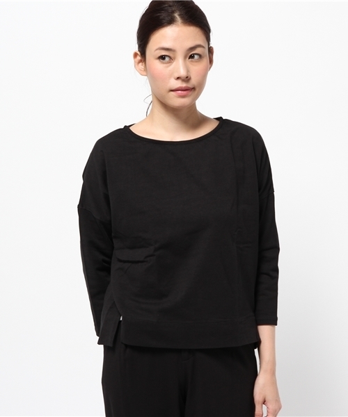 LBC(エルビーシー)の「コットン20/2度詰めサイドスリット(Tシャツ/カットソー・レディース・オフホワイト/ブラック・MEDIUM)」の10枚目の写真