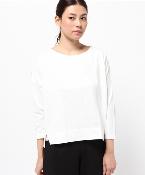 LBC(エルビーシー)の「コットン20/2度詰めサイドスリット(Tシャツ/カットソー・レディース・オフホワイト/ブラック・MEDIUM)」の9枚目の写真