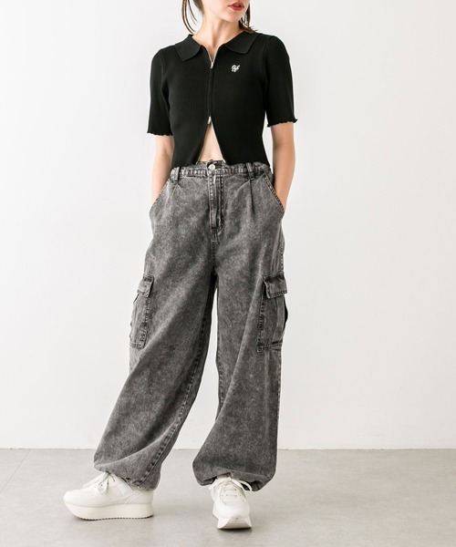 OLIVE des OLIVE（オリーブデオリーブ）の「【WEB限定】デニムカーゴパンツ（デニムパンツ・レディース・ブルー/ブラック/サックスブルー・FREE）」の9枚目の写真