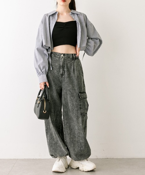 OLIVE des OLIVE（オリーブデオリーブ）の「【WEB限定】デニムカーゴパンツ（デニムパンツ・レディース・ブルー/ブラック/サックスブルー・FREE）」の6枚目の写真