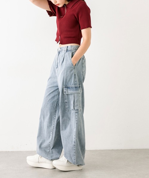 OLIVE des OLIVE（オリーブデオリーブ）の「【WEB限定】デニムカーゴパンツ（デニムパンツ・レディース・ブルー/ブラック/サックスブルー・FREE）」の16枚目の写真