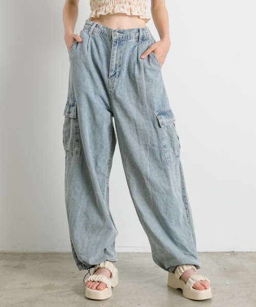 OLIVE des OLIVE（オリーブデオリーブ）の「【WEB限定】デニムカーゴパンツ（デニムパンツ・レディース・ブルー/ブラック/サックスブルー・FREE）」の19枚目の写真