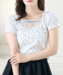 花柄配色レトロトップス ライトグリーン 2サイズ 花柄配色レトロトップス ライトグリーン 2サイズの通販はau PAY