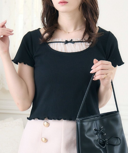 ems excite（エムズエキサイト）の「チュールドッキングメロウCT（Tシャツ/カットソー・レディース・ブラック/ピンク/ホワイト系その他・FREE）」の22枚目の写真