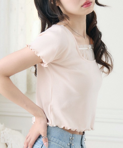 ems excite（エムズエキサイト）の「チュールドッキングメロウCT（Tシャツ/カットソー・レディース・ブラック/ピンク/ホワイト系その他・FREE）」の13枚目の写真