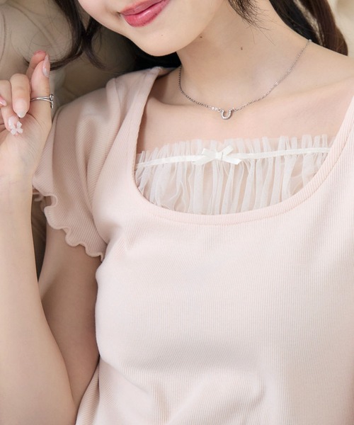 ems excite（エムズエキサイト）の「チュールドッキングメロウCT（Tシャツ/カットソー・レディース・ブラック/ピンク/ホワイト系その他・FREE）」の17枚目の写真