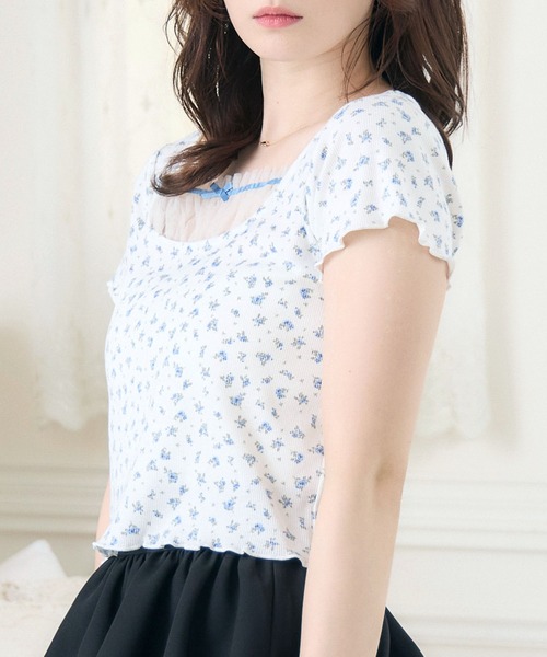 ems excite（エムズエキサイト）の「チュールドッキングメロウCT（Tシャツ/カットソー・レディース・ブラック/ピンク/ホワイト系その他・FREE）」の5枚目の写真