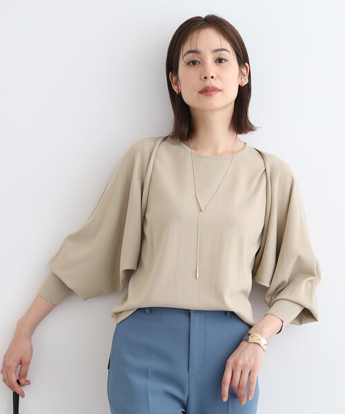 INDIVI（インディヴィ）の「◆【2点セット】ボレロ＆ノースリーブ レイヤードセット（アンサンブル・レディース・ベージュ/チャコールグレー/ブルー・13/38/05/15 ）」の2枚目の写真