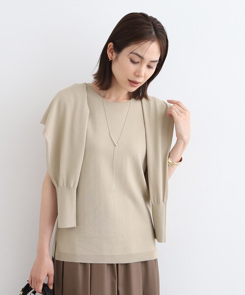 INDIVI（インディヴィ）の「◆【2点セット】ボレロ＆ノースリーブ レイヤードセット（アンサンブル・レディース・ベージュ/チャコールグレー/ブルー・13/38/05/15 ）」の8枚目の写真