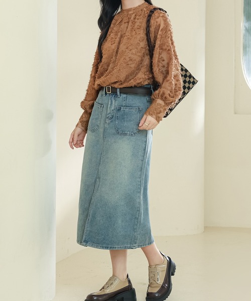 Lace Ladies（レースレディース）の「花柄 シャギー ボリューム袖 ギャザー シアー ブラウス（シャツ/ブラウス・レディース・アイボリー/ブラック/ホワイト/ブラウン・FREE/S）」の11枚目の写真