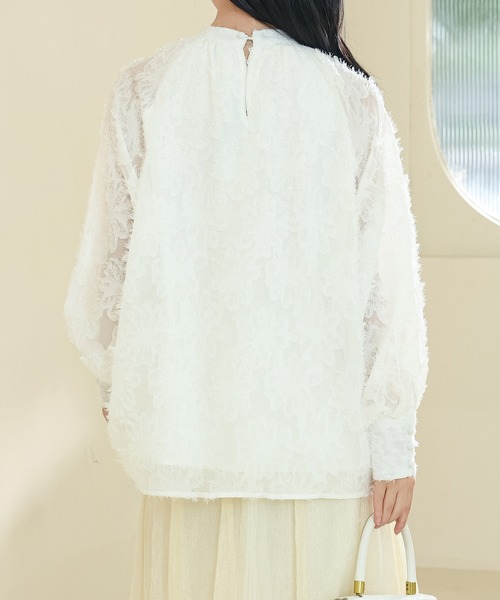 Lace Ladies（レースレディース）の「花柄 シャギー ボリューム袖 ギャザー シアー ブラウス（シャツ/ブラウス・レディース・アイボリー/ブラック/ホワイト/ブラウン・FREE/S）」の19枚目の写真