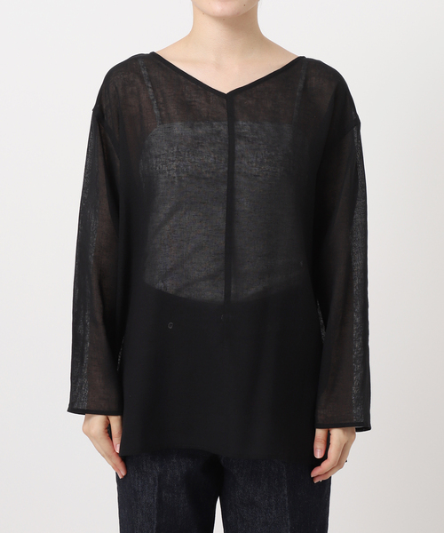 ARTS&SCIENCE コットン　シルク　リネン プルオーバーシャツブラウス ARTS&SCIENCE コットン シルク リネン プルオーバーシャツブラウス
