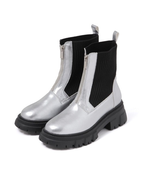 LAKOLE（ラコレ）の「ZIPニットコンビブーツ / 140074（ブーツ・レディース・ブラック/シルバー・MEDIUM/LARGE）」の8枚目の写真