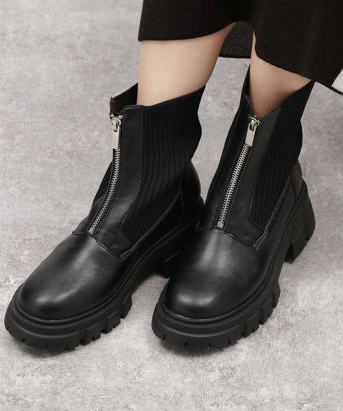 LAKOLE（ラコレ）の「ZIPニットコンビブーツ / 140074（ブーツ・レディース・ブラック/シルバー・MEDIUM/LARGE）」の21枚目の写真