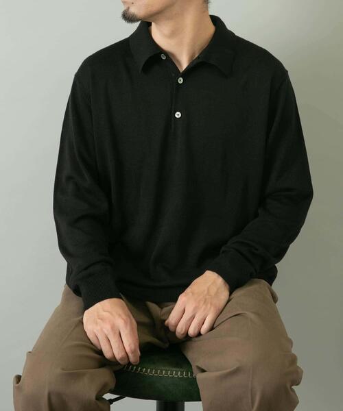 URBAN RESEARCH ROSSO MEN(アーバンリサーチロッソメン)の「『一部WEB限定カラー』『XLサイズあり』『UR TECH』ハイゲージニットポロシャツ(ポロシャツ・メンズ・ライトブラウン/ブラック/グレー/ネイビー/ベージュ・LARGE/MEDIUM/X-LARGE)」の7枚目の写真