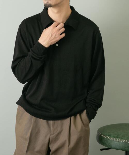 URBAN RESEARCH ROSSO MEN(アーバンリサーチロッソメン)の「『一部WEB限定カラー』『XLサイズあり』『UR TECH』ハイゲージニットポロシャツ(ポロシャツ・メンズ・ライトブラウン/ブラック/グレー/ネイビー/ベージュ・LARGE/MEDIUM/X-LARGE)」の8枚目の写真