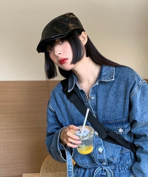 SHEENA（シーナ）の「フェイクレザーハンチング帽（ハンチング/ベレー帽・レディース・ブラック/レッド・FREE）」の17枚目の写真