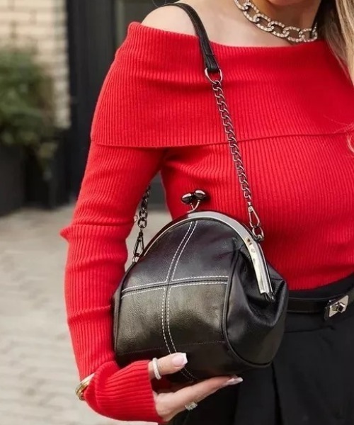 mebole(メボレ)の「がま口 ビンテージショルダーバッグ(ショルダーバッグ・レディース・ホワイト/ブラック×ホワイト/ピンク/レッド/ブラック・FREE)」の1枚目の写真