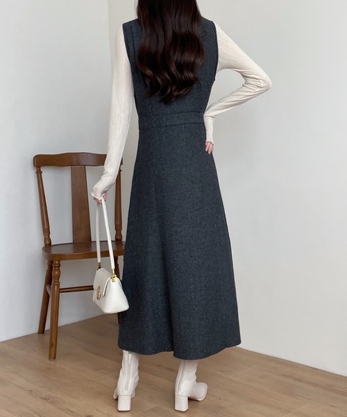 ABITOKYO（アビトーキョー）の「カシュクールAラインフレアツイード ワンピース（ワンピース・レディース・ブラウン/グレー/ブラック・S/M）」の18枚目の写真