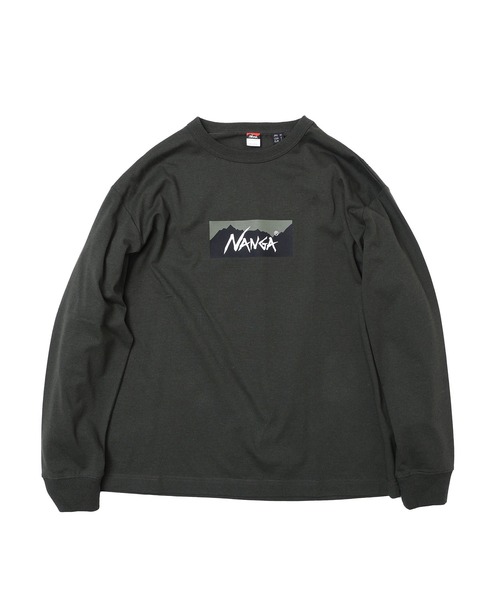 NANGA（ナンガ）の「ECO HYBRID BOX LOGO L/S TEE / エコハイブリッド ボックスロゴ ロングスリーブティー（Tシャツ/カットソー・メンズ・ブラック/カーキ/ホワイト/ライトグレー/サーモンピンク/グリーン・S/M/L/XL）」の4枚目の写真