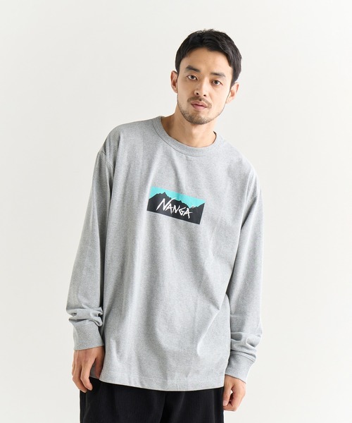 NANGA（ナンガ）の「ECO HYBRID BOX LOGO L/S TEE / エコハイブリッド ボックスロゴ ロングスリーブティー（Tシャツ/カットソー・メンズ・ブラック/カーキ/ホワイト/ライトグレー/サーモンピンク/グリーン・S/M/L/XL）」の22枚目の写真