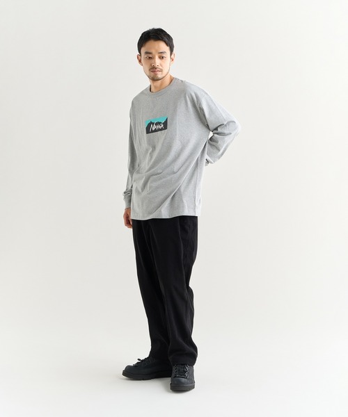 NANGA（ナンガ）の「ECO HYBRID BOX LOGO L/S TEE / エコハイブリッド ボックスロゴ ロングスリーブティー（Tシャツ/カットソー・メンズ・ブラック/カーキ/ホワイト/ライトグレー/サーモンピンク/グリーン・S/M/L/XL）」の20枚目の写真