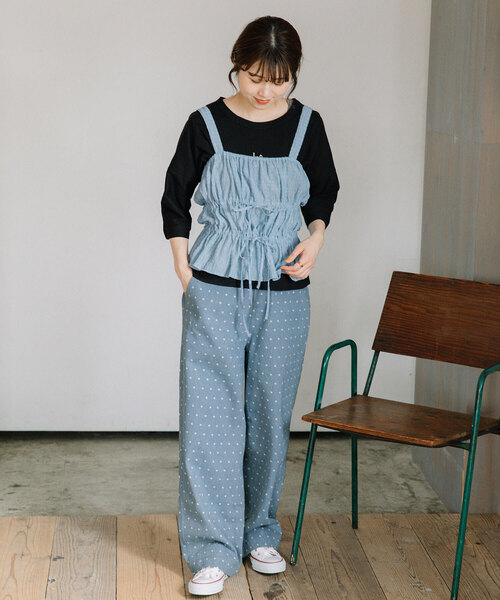 POU DOU DOU（プードゥドゥ）の「ドットプリントデニムパンツ（デニムパンツ・レディース・ブラック/パープル系・M）」の5枚目の写真