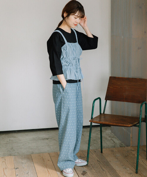 POU DOU DOU（プードゥドゥ）の「ドットプリントデニムパンツ（デニムパンツ・レディース・ブラック/パープル系・M）」の6枚目の写真